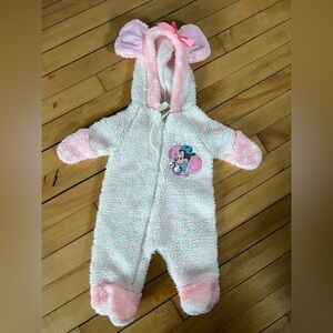 Vintage Disney Babies 1984 Minnie Mouse one‎ piece hooded baby bunting